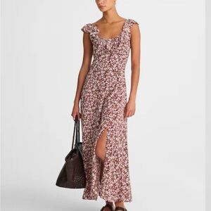 Madewell Floral Print Maxi Dress with Ruffle Sleeves